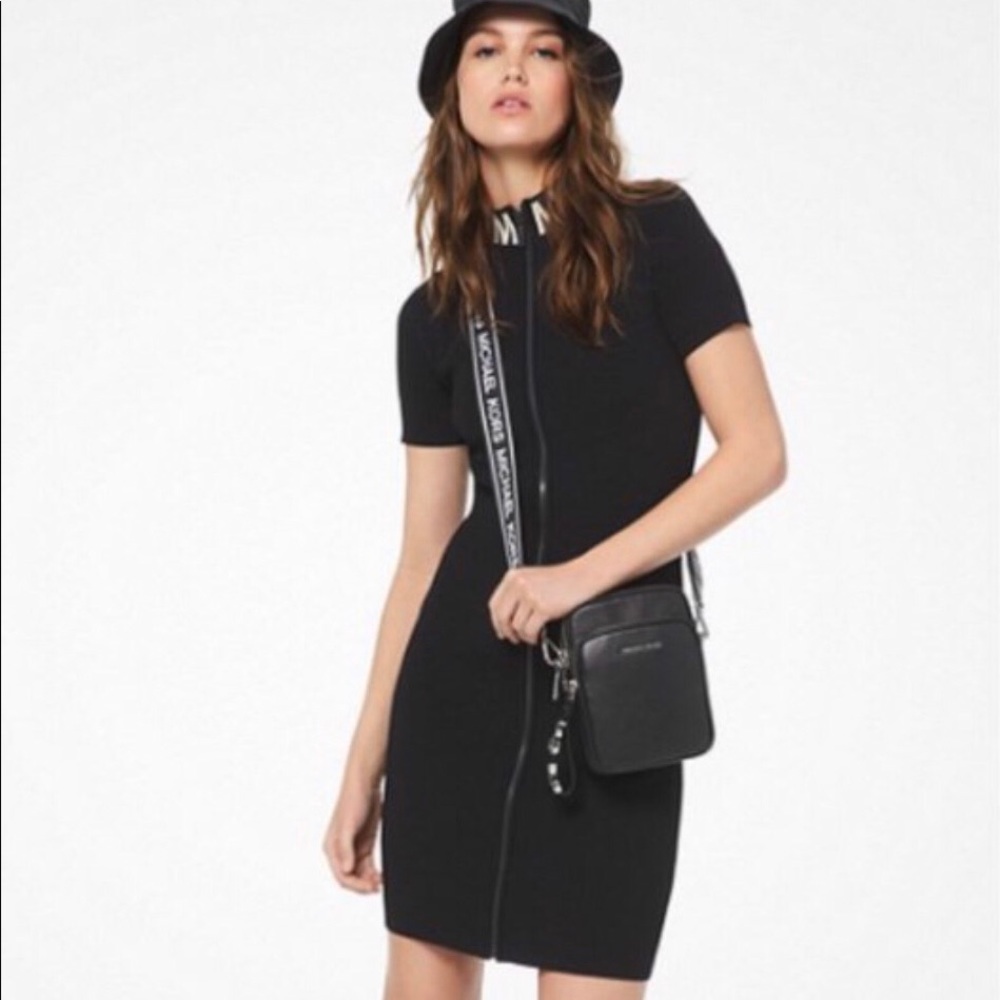 MICHAEL MICHAEL KORS Ribbed Stretch-Viscose Zip-Front Dress